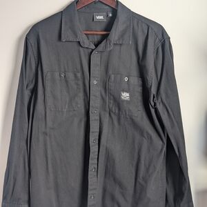 Vans Off The Wall Men’s Black Work Shirt Long Sleeve Button Up Twill L Large